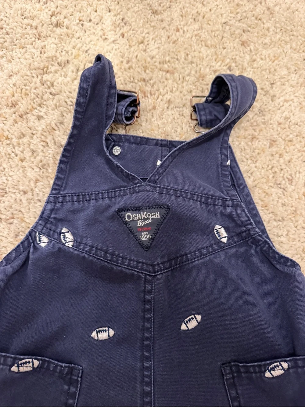 OshKosh B'gosh Navy Overalls with Football Embroidery
